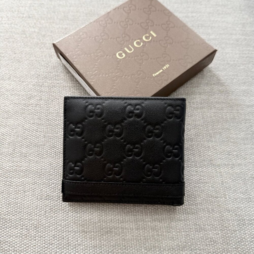 Display #1 Gucci Bifold Black Guccissima Leather Bifold Wallet - Picture 3 of 10
